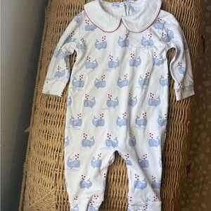 6-9 Month Little English Whale Print Heart Printed Playsuit
